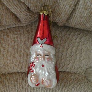 Vintage Glass Santa Christmas Ornament